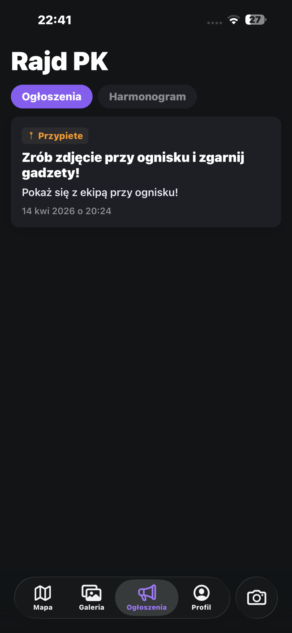 Harmonogram w aplikacji